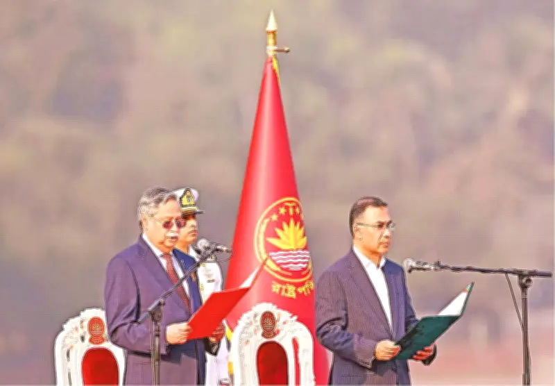 বিএনপির নতুন সরকারের যাত্রা শুরু: তারেক রহমান প্রধানমন্ত্রী হিসেবে শপথ নিলেন