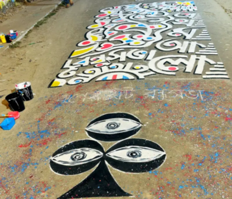 বাগেরহাটে শহীদ দিবসে আলপনা অঙ্কনে শিশু-কিশোরদের উৎসাহময় অংশগ্রহণ