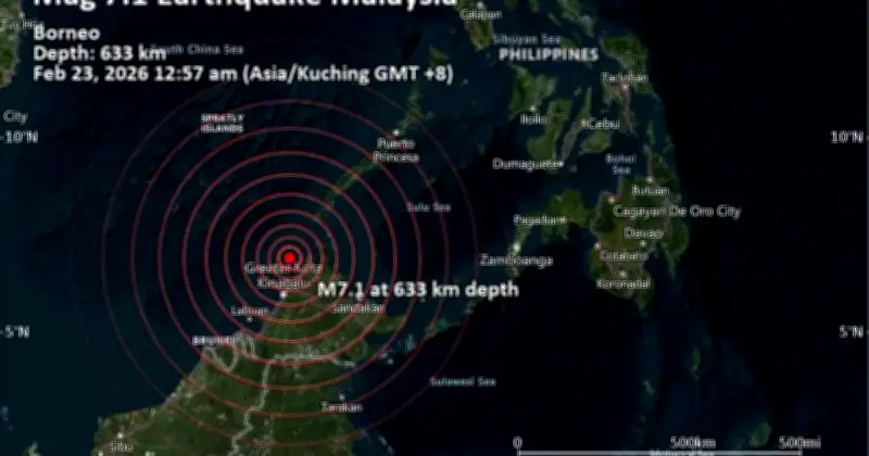 মালয়েশিয়ার সাবাহ উপকূলে ৭.১ মাত্রার শক্তিশালী ভূমিকম্প, গভীরতা ৬২০ কিমি