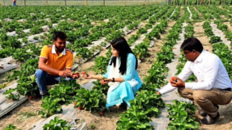 দিনাজপুরের বিরলে স্ট্রবেরি চাষে সাফল্য, চার কৃষকের যৌথ উদ্যোগে মিলছে লাভ