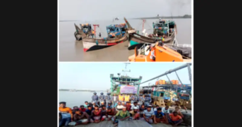 বঙ্গোপসাগরে অবৈধ মাছ ধরায় ৩৭ জেলে ও ৩টি ট্রলার জাহাজ আটক