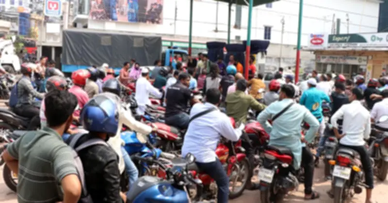 রাজশাহীতে জ্বালানি তেল সংকটের গুজবে পাম্পে গ্রাহকদের উপচে পড়া ভিড়