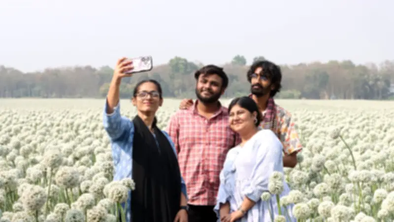 পেঁয়াজের ফুলে সাদা মাঠ, কৃষকের পরিশ্রমে সৌন্দর্য ও সংগ্রামের ছবি