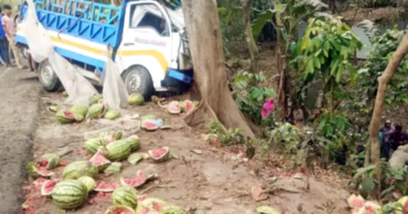 ফরিদপুরে তরমুজ বোঝাই পিকআপের দুর্ঘটনায় ব্যবসায়ী নিহত, চালক পলাতক