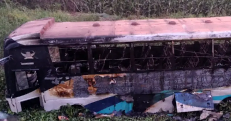 চাঁদপুরে খালে পড়ে আগুনে পুড়ল যাত্রীবিহীন বাস, চালক-হেলপার পলাতক