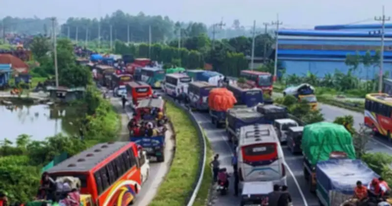 ঢাকা-টাঙ্গাইল-যমুনা সেতু মহাসড়কে ২৫ কিলোমিটার এলাকাজুড়ে তীব্র যানজট, যাত্রীদের ভোগান্তি