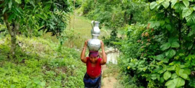 পানির জন্য পাহাড়ি পথে বীরবালা ত্রিপুরার দৈনিক সংগ্রাম