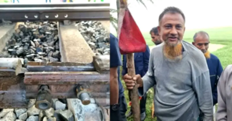 দিনাজপুরে ট্রেন দুর্ঘটনা রোধ: কলার মোচার লাল পাপড়ি ঝুলিয়ে বীর শ্রমিকের সতর্ক সংকেত