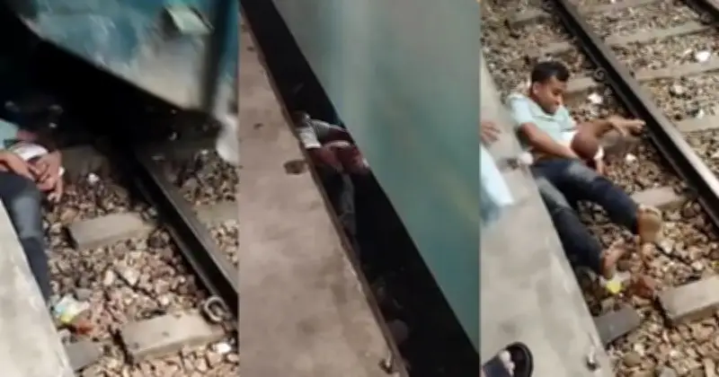 ভৈরব স্টেশনে রেললাইনের ওপর শুয়ে প্রাণ বাঁচালেন বাবা-ছেলে