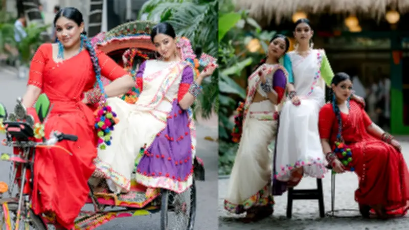 বৈশাখের সাজে তাসার রসিয়া কালেকশন: বোহো ফ্যাশনে লাল-সাদার নান্দনিক মেলবন্ধন