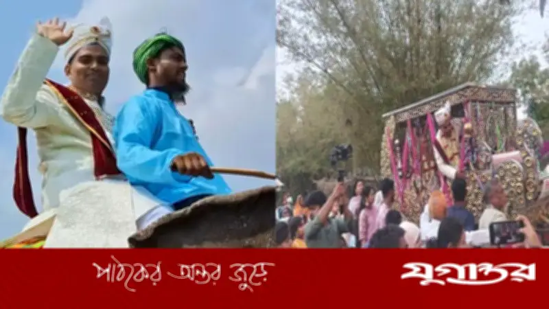 জয়পুরহাটে ব্যতিক্রমী বিয়ে: হাতির পিঠে বরযাত্রা, ঘোড়ার গাড়িতে কনে