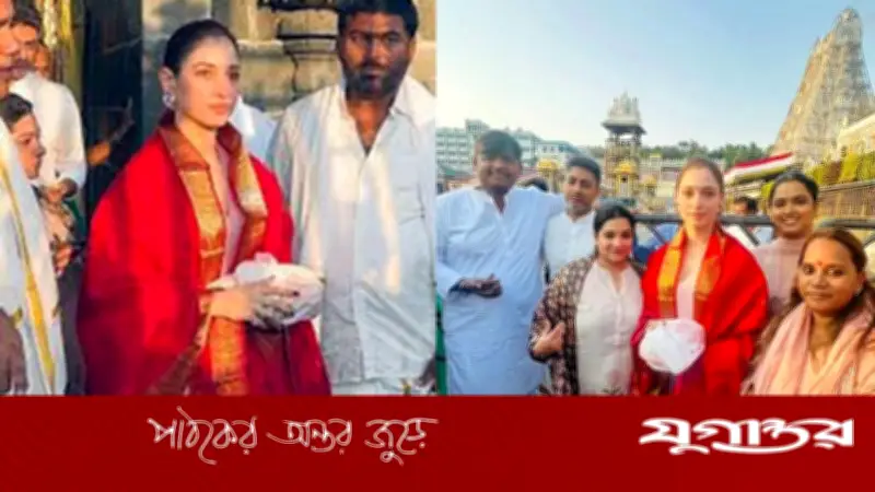 বিচ্ছেদের পর আধ্যাত্মিকতায় মন দিচ্ছেন তামান্না, মন্দিরে ভক্তদের সঙ্গে দেখা
