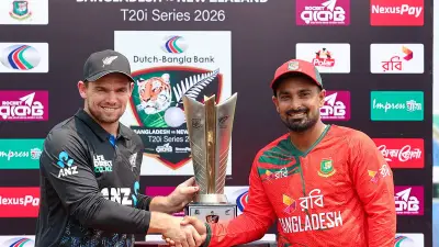 টি-টোয়েন্টি সিরিজের ট্রফি উন্মোচনে ল্যাথাম ও লিটন