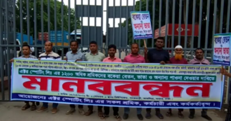 সাভারে বন্ধ কারখানার শ্রমিকদের মানববন্ধন, বকেয়া বেতনের দাবি