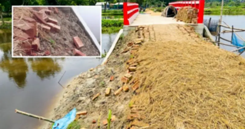 গৌরীপুরে সেতুর সংযোগ সড়ক ধস, অনিয়মের অভিযোগ
