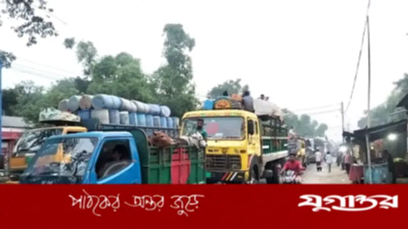 দৌলতদিয়া ঘাটে পশুবাহী ট্রাকের ভোগান্তি, গরমে নাকাল ব্যবসায়ীরা