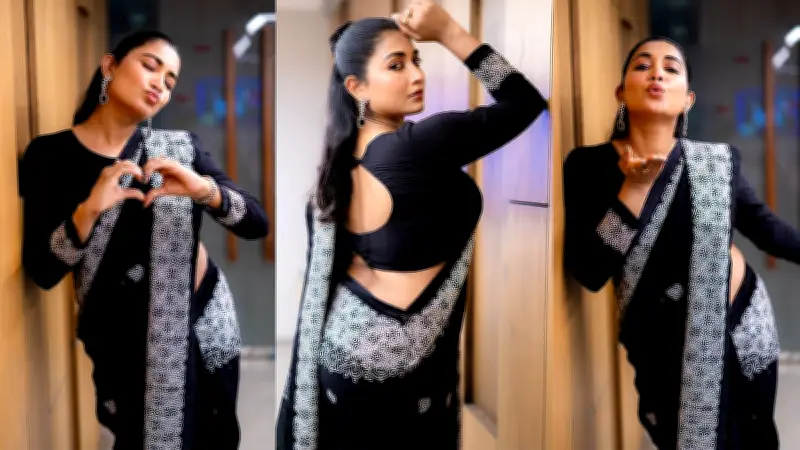 কালো শাড়িতে খুনসুটির মুডে সামিয়া অথই, বললেন 'আমি শুধু আমার'