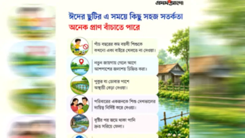 ঈদের ছুটিতে শিশুর পানিতে ডুবে মৃত্যুর ঝুঁকি ও প্রতিরোধ