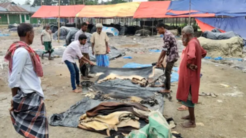 পাইকার না থাকায় ময়মনসিংহের চামড়ার হাটে বিপাকে ব্যবসায়ীরা