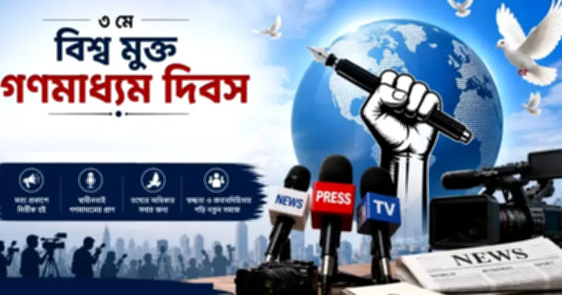 বিশ্ব মুক্ত গণমাধ্যম দিবস আজ, প্রতিপাদ্য ‘শান্তিপূর্ণ ভবিষ্যৎ গঠন’