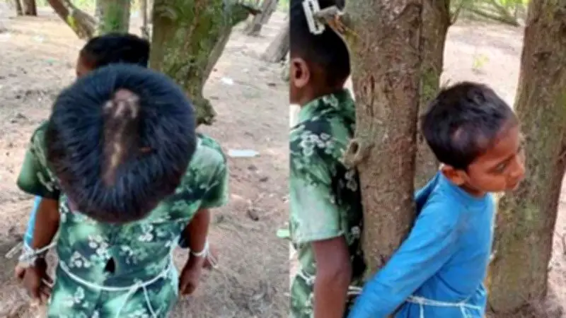 চুরির অভিযোগে দুই শিশুকে গাছে বেঁধে নির্যাতন