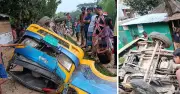 সিলেটগামী ট্রেনের ধাক্কায় গরুবোঝাই পিকআপ উল্টে, একটি গরু নিহত