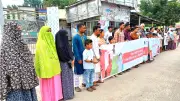পঞ্চগড়ে শিশু-নারী নিরাপত্তা ও ধর্ষকের শাস্তির দাবিতে মানববন্ধন