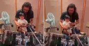 জেমসের পিতৃত্বের মুহূর্ত ভাইরাল, ছেলেকে ড্রাম শেখাচ্ছেন
