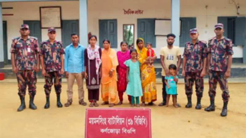 শ্রীবরদী সীমান্তে অবৈধ অনুপ্রবেশ, বিজিবির হাতে ৯ জন আটক