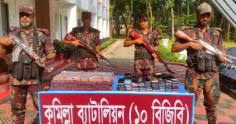কুমিল্লায় বিজিবির অভিযানে বিপুল মাদক ও মোবাইল জব্দ