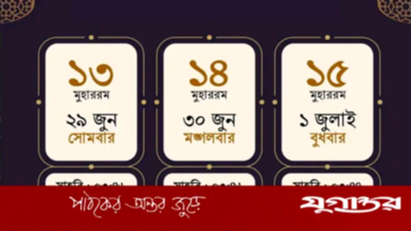 মুহাররম মাসের আইয়ামে বীজের রোজা শুরু সোমবার