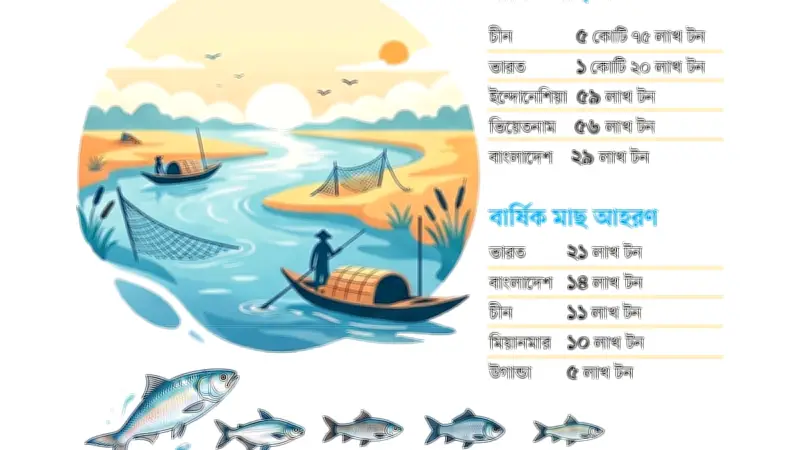 বাংলাদেশ মাছ উৎপাদনে বিশ্বে পঞ্চম, অভ্যন্তরীণ জলাশয়ে দ্বিতীয়