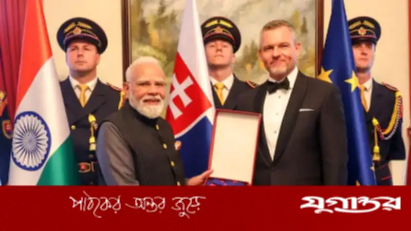 স্লোভাকিয়ার সর্বোচ্চ সম্মাননা পেলেন মোদি, পেল্লেগ্রিনির হাত থেকে গ্রহণ