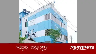 টাঙ্গাইলে আর্জেন্টিনার রঙে সেজেছে তিনতলা ভবন, মেসিভক্তের অনন্য কাণ্ড