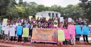 গাইবান্ধায় রামমন্দির নির্মাণে বাধার প্রতিবাদে রাবি শিক্ষার্থীদের বিক্ষোভ