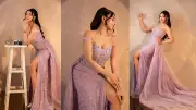 ল্যাভেন্ডার স্লিট গাউনে 'মাশুকা' লুকে সেমন্তী সৌমী