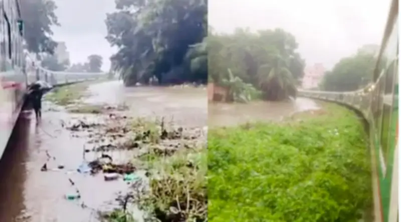 কক্সবাজারগামী পর্যটক এক্সপ্রেস জলাবদ্ধ ট্র্যাকে আটকে