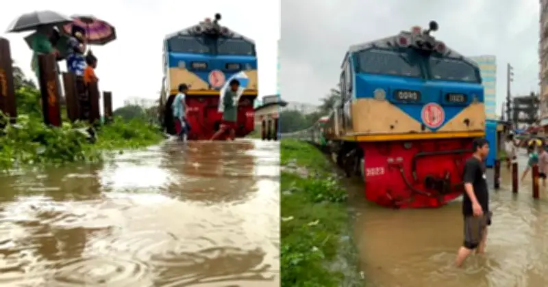টানা বৃষ্টিতে রেললাইনে পানি জমে কক্সবাজারগামী ট্রেন ৭ ঘণ্টা আটকে, ৮০০ যাত্রী দুর্ভোগে